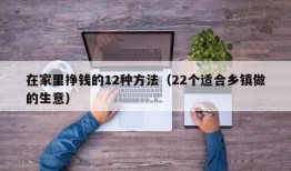 在家里挣钱的12种方法（22个适合乡镇做的生意）